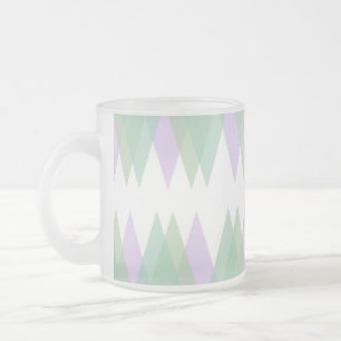 Taza De Cristal Esmerilado Triángulos verdes y lilacos