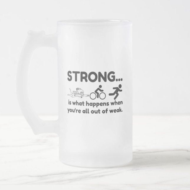 TAZA DE CRISTAL ESMERILADO TRIATLÓN FUERTE (Izquierda)