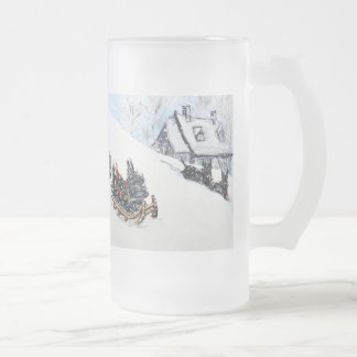Taza De Cristal Esmerilado Trineo de Terrier del escocés
