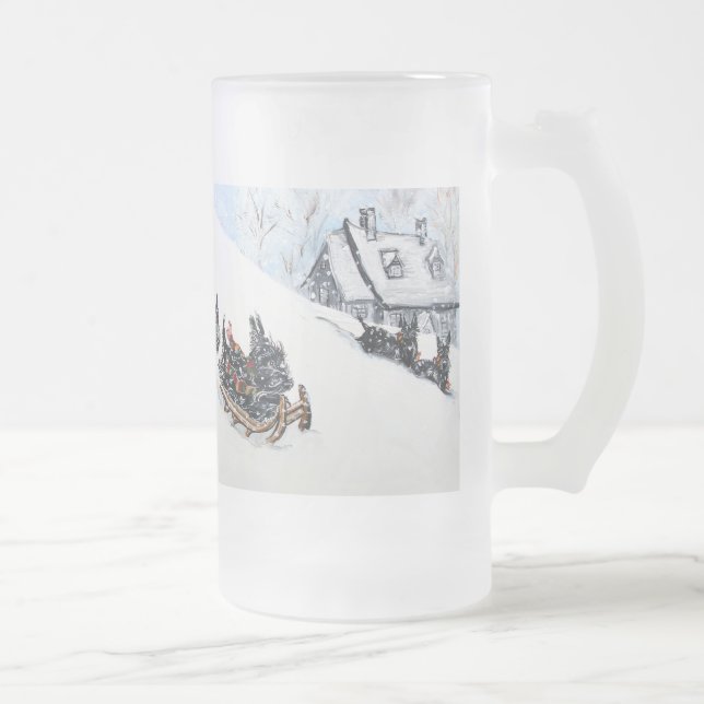 Taza De Cristal Esmerilado Trineo de Terrier del escocés (Derecha)