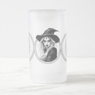 Taza De Cristal Esmerilado Triple diosa - Cerveza de vidrio escarpada de 16 o