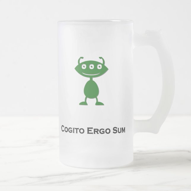 Taza De Cristal Esmerilado Triple Ojo Cogito Ergo Suma verde (Derecha)