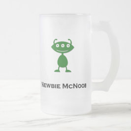 Taza De Cristal Esmerilado Triple Ojo Newbie McNoob verde