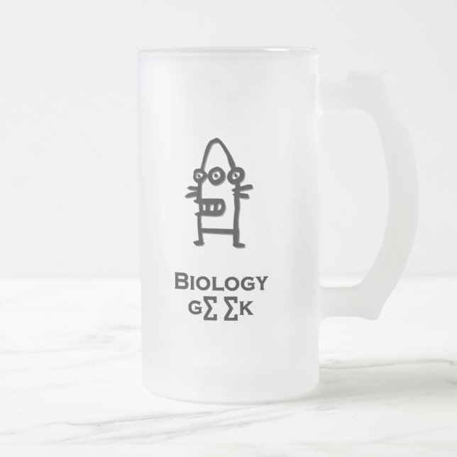 Taza De Cristal Esmerilado Triste bot ocular Biología Geek negro (Derecha)