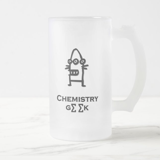 Taza De Cristal Esmerilado Triste bot ocular Química Geek negro (Derecha)