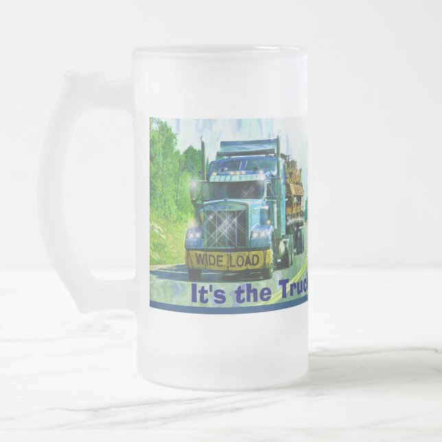 TAZA DE CRISTAL ESMERILADO TRUCKERS GRANDES TRUCK STOP COFFEE MUGS (Izquierda)