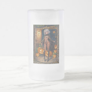 Taza De Cristal Esmerilado Truco o Tratante, Valiente Niña de Disfraz de Hall