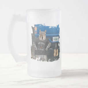 Taza De Cristal Esmerilado Truk Nutz - graciosas nueces de camión de ardilla