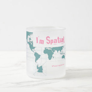 Taza De Cristal Esmerilado Trullo cuadrado, soy espacial, @MappingCenter