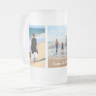 Taza De Cristal Esmerilado Tu Foto Collage Vaso de Cerveza de Vidrio con Text