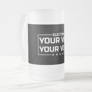 Taza De Cristal Esmerilado Tu voto tu voz fuente blanca