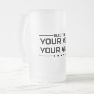 Taza De Cristal Esmerilado Tu voto tu voz fuente negra