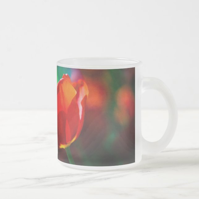 Taza De Cristal Esmerilado Tulipán rojo - Misterio del florecimiento (Derecha)
