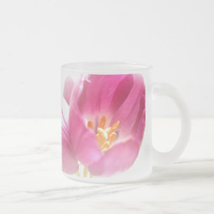 Taza De Cristal Esmerilado Tulipanes de primavera, escarcha de vidrio