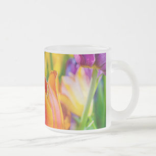 Taza De Cristal Esmerilado Tulipanes Encantadores