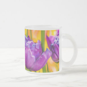 Taza De Cristal Esmerilado Tulipanes Encantadores Rosa Profundo