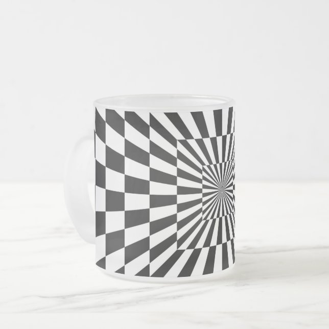Taza De Cristal Esmerilado túnel de tablero de ajedrez de ilusión óptica (Anverso izquierdo)