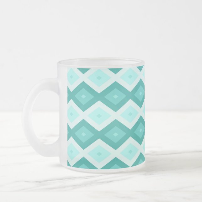 Taza De Cristal Esmerilado Turquoise diamond pattern (Izquierda)