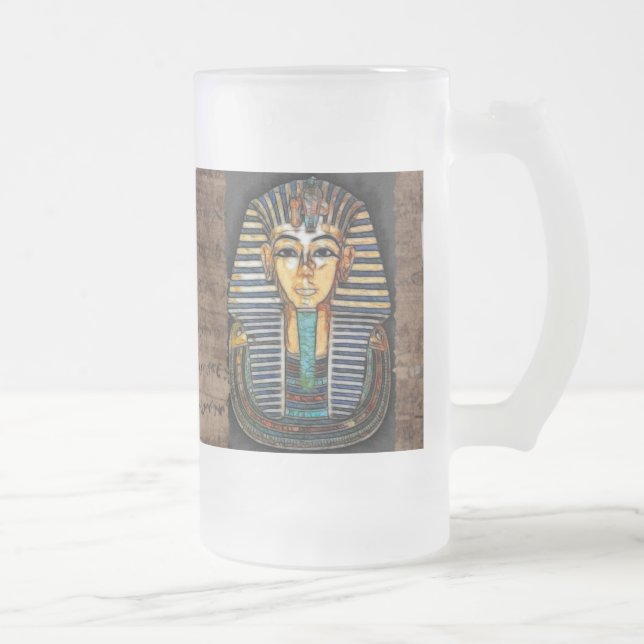 Taza De Cristal Esmerilado TUTANKHAMEN Pharaoh Mug del Antiguo Egipto (Derecha)