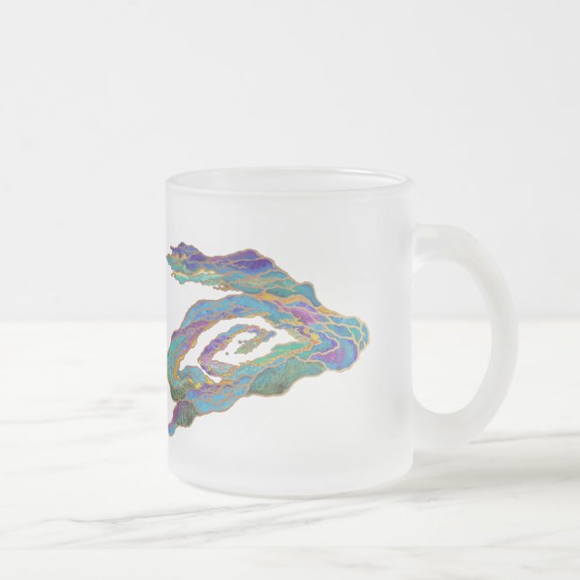 Taza De Cristal Esmerilado Twin Dragons Chasing The Sun - Surreal Painting (Derecha)