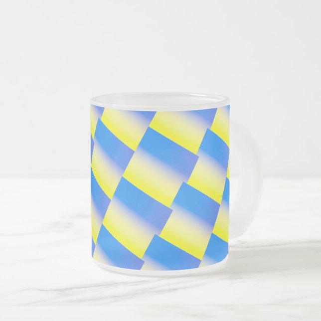 Taza De Cristal Esmerilado Ucrania azul y amarilla inspiró la guerra de paz c (Anverso derecho)