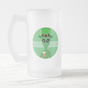 Taza De Cristal Esmerilado Un alien del día de San Patricio