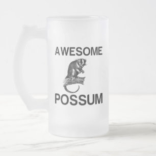 TAZA DE CRISTAL ESMERILADO UN ASOMBROSO POSSUM