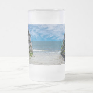 Taza De Cristal Esmerilado Un Camino Para Paraíso De Cervezas De Vidrio Escar