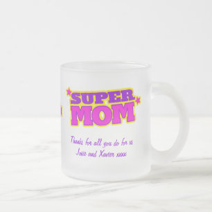 Taza De Cristal Esmerilado Un estilo superhéroe de mamá gracias