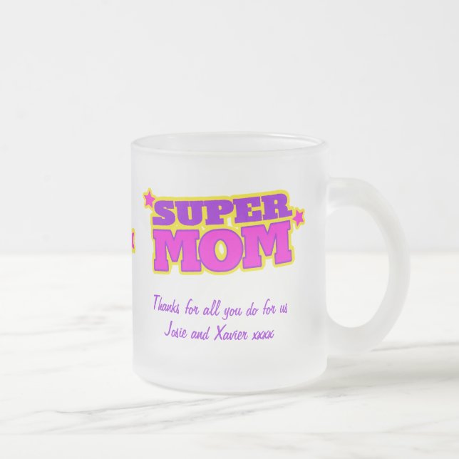 Taza De Cristal Esmerilado Un estilo superhéroe de mamá gracias (Derecha)