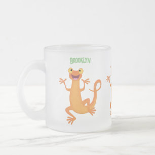 Taza De Cristal Esmerilado Un naranja alegre y lindo bailando