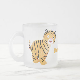 Taza De Cristal Esmerilado Un personalizado feliz del cachorro de tigre