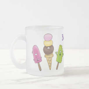 Taza De Cristal Esmerilado Un trío de personalizado de helados de helado de s
