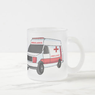 Taza De Cristal Esmerilado Una ambulancia roja curada van personalizado