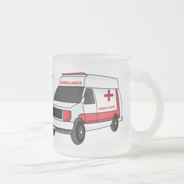 Taza De Cristal Esmerilado Una ambulancia roja curada van personalizado (Derecha)