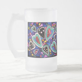 Taza De Cristal Esmerilado Una colección de corazones