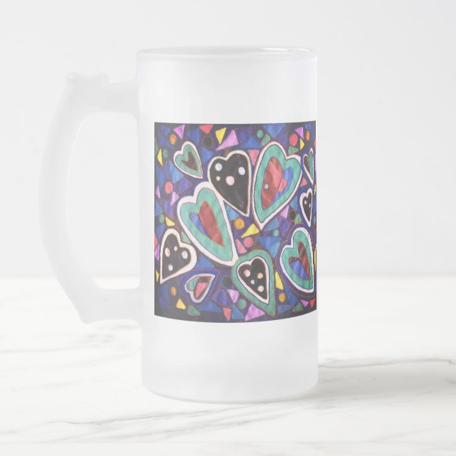 Taza De Cristal Esmerilado Una colección de corazones (Izquierda)