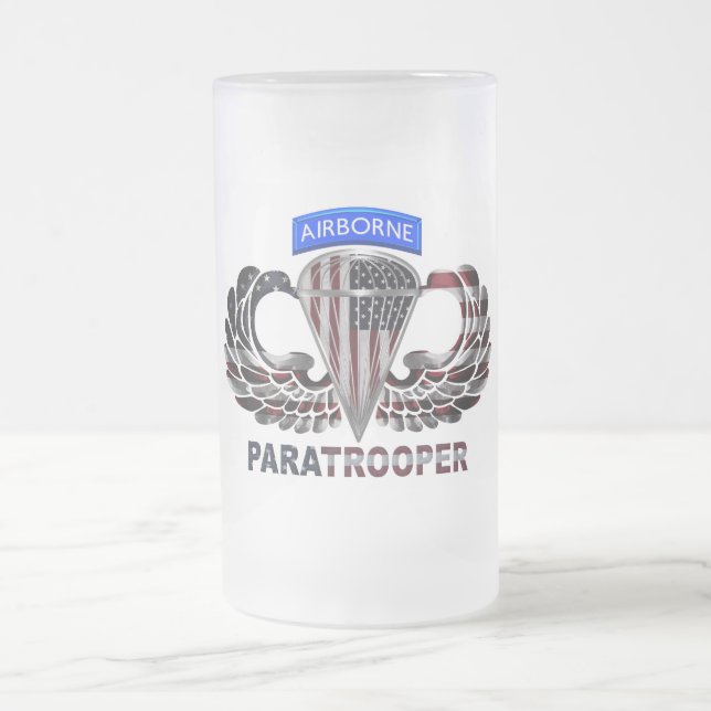Taza De Cristal Esmerilado Una especie de bandera de paracaidista estadounide (Centro)