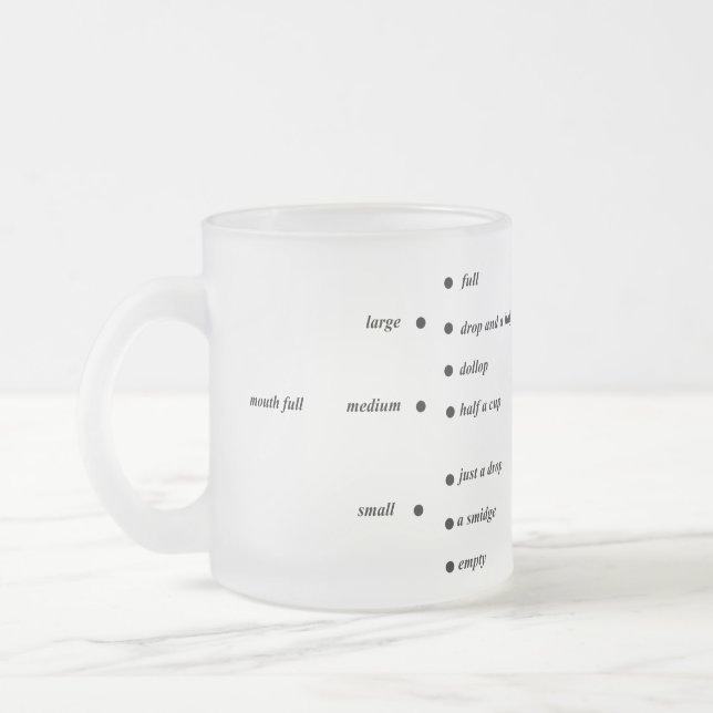 Taza De Cristal Esmerilado una novedad divertida medir la mug (Izquierda)