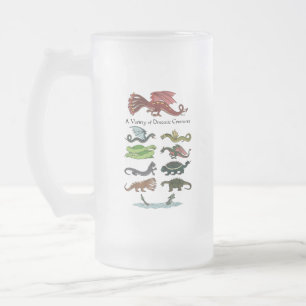 Taza De Cristal Esmerilado Una variedad de criaturas draconicas