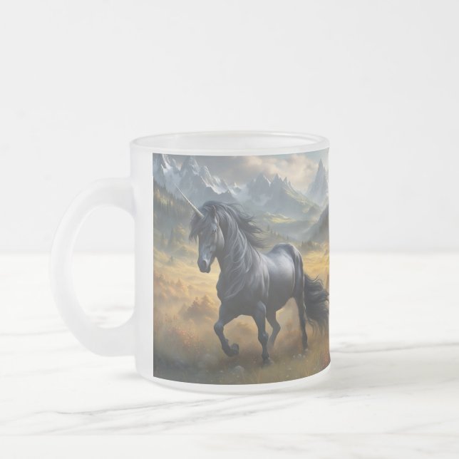 Taza De Cristal Esmerilado Unicornio (Izquierda)