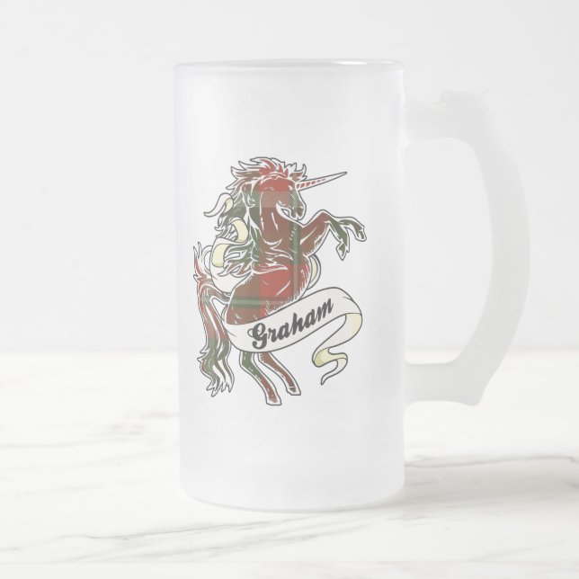 Taza De Cristal Esmerilado Unicornio del tartán de Graham (Derecha)