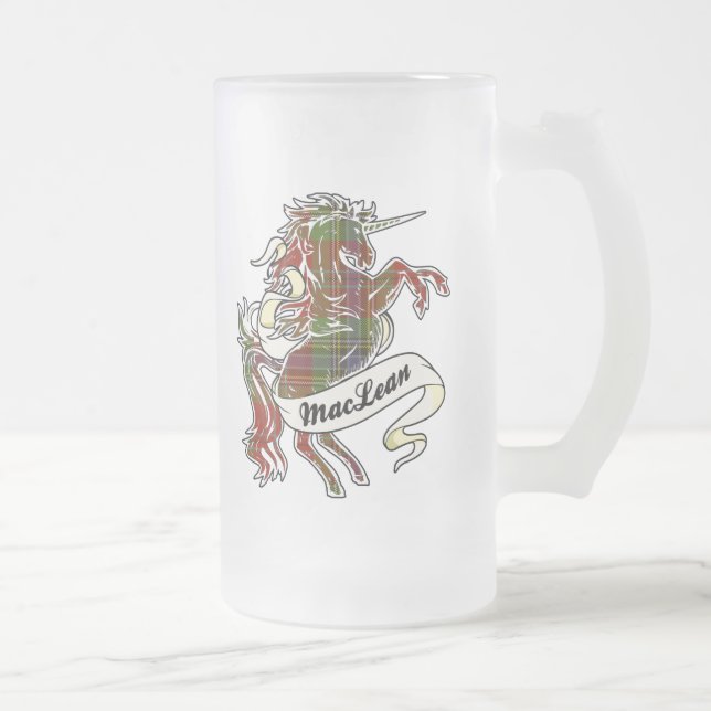 Taza De Cristal Esmerilado Unicornio del tartán de MacLean (Derecha)
