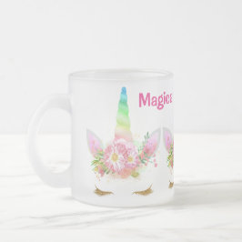 Taza De Cristal Esmerilado Unicornio mágico del arco iris de los momentos