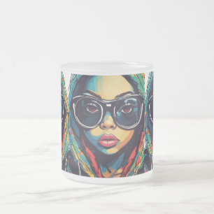 Taza De Cristal Esmerilado Urbano, colorido, vibrante, tazón de café