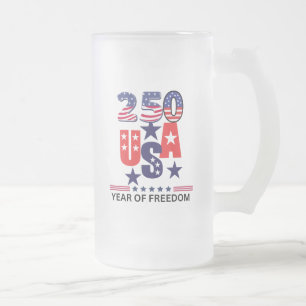 Taza De Cristal Esmerilado Usa 250 aniversario patriótico 4 de julio