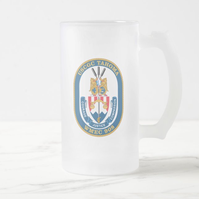 Taza De Cristal Esmerilado USCGC Tahoma WMEC-908 (Derecha)