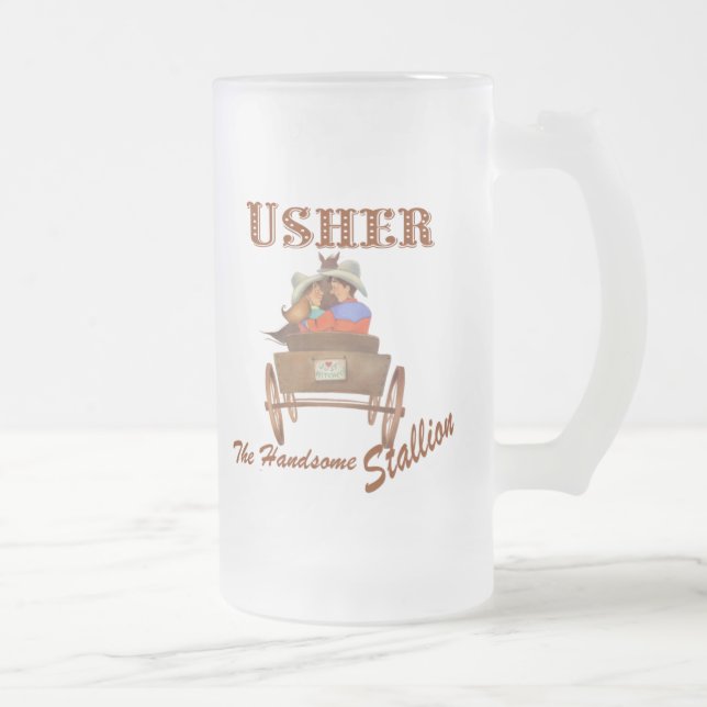 Taza De Cristal Esmerilado Usher Gift 16 oz Frosted Beer Mug (Derecha)