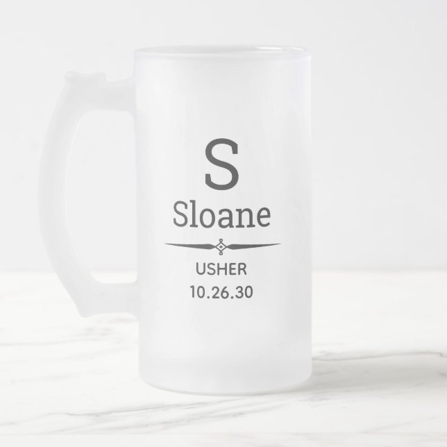 Taza De Cristal Esmerilado Usher Monogramado Frost Glass Mug (Izquierda)