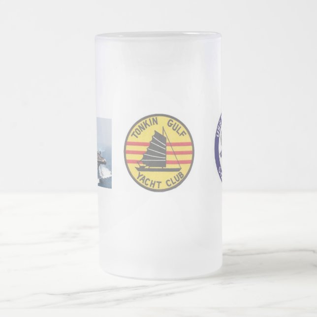 TAZA DE CRISTAL ESMERILADO USS ENTERPRISE CVAN 65 (Centro)